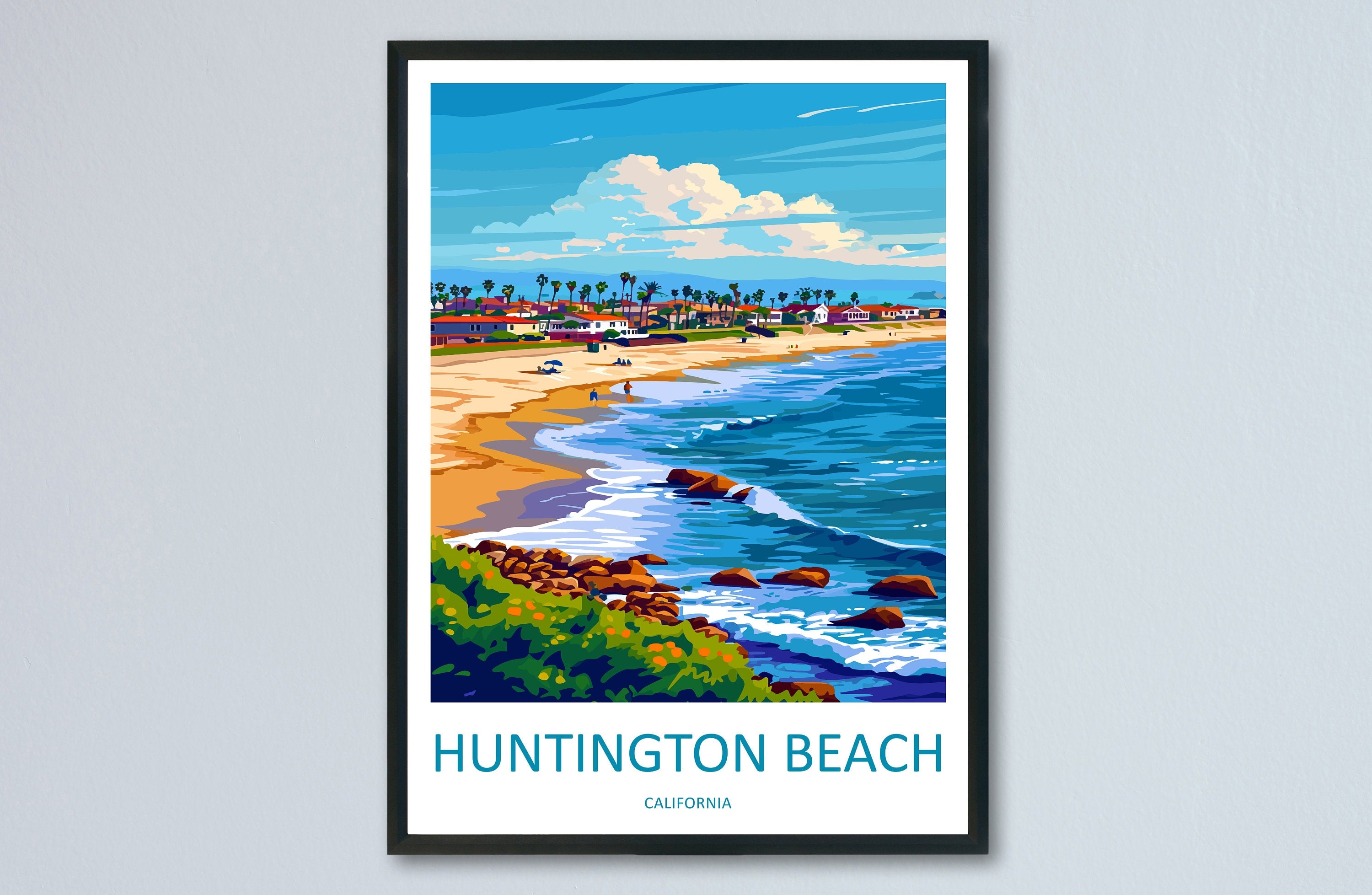 Huntington Beach Travel Print Wall Art Huntington Beach Wall Hanging Home Décor Huntington Beach Gift Art Lovers California Art Lover Gift