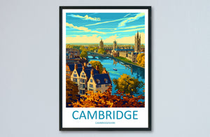 Cambridge Travel Print Wall Art Cambridge Wall Hanging Home Décor Cambridge Gift Art Lovers England Art Lover Gift Cambridge Art Travel