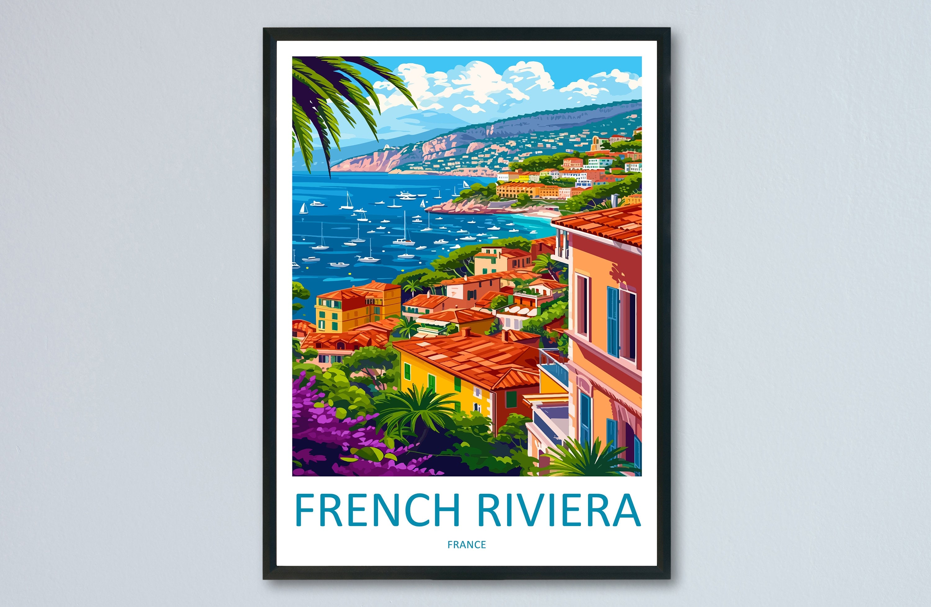 French Riviera Print French Riviera Home Decor Cityscape Art Print Wall Art Travel Enthusiast Gift Wall Hanging Saint-Tropez France