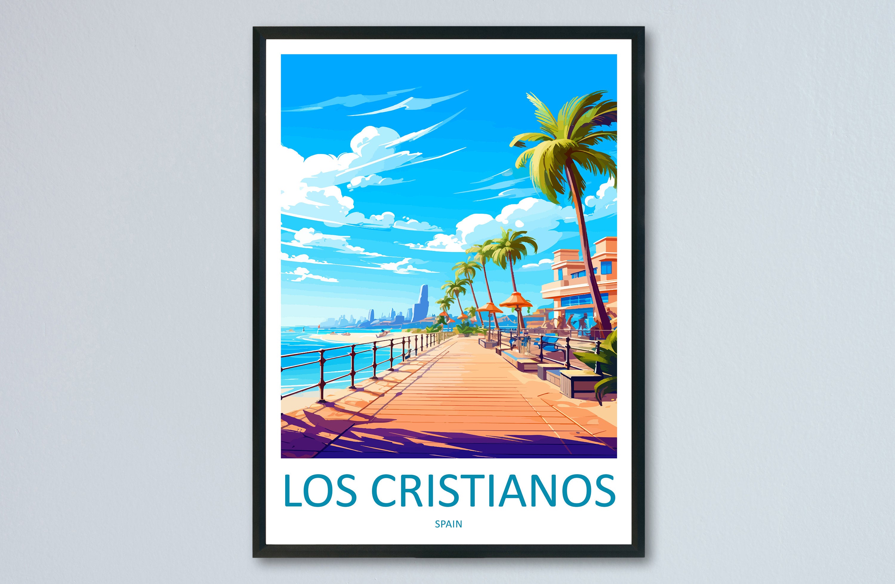 Los Cristianos Travel Print Wall Art Los Cristianos Wall Hanging Home Décor Tenerife Gift Art Lovers Spain Art Lover Gift Tenerife Print