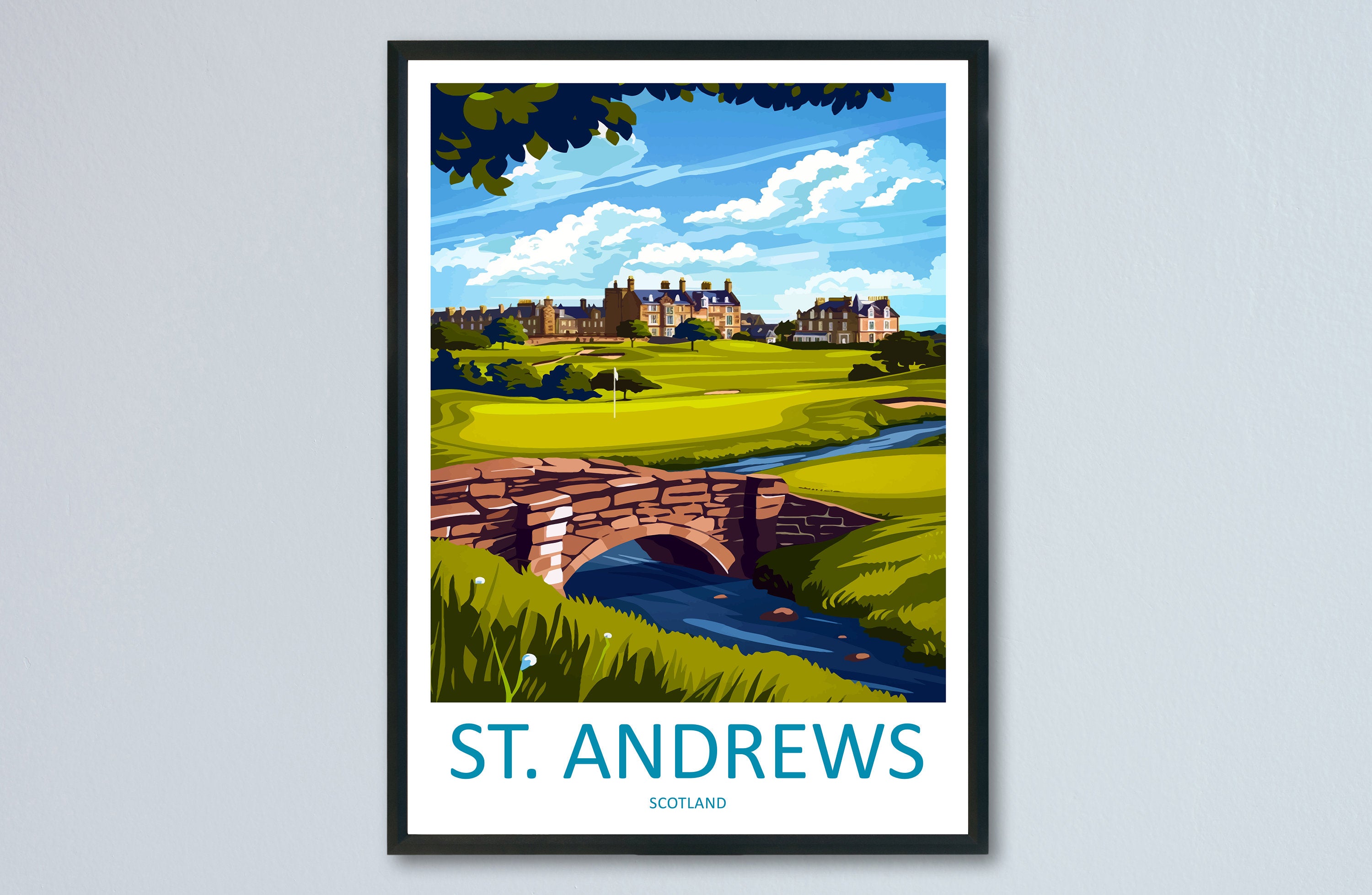 St Andrews Golf Course Travel Print Wall Art St Andrews Wall Hanging Home Décor St Andrews Gift Art Lovers Scotland Art Lover Gift St Andrew